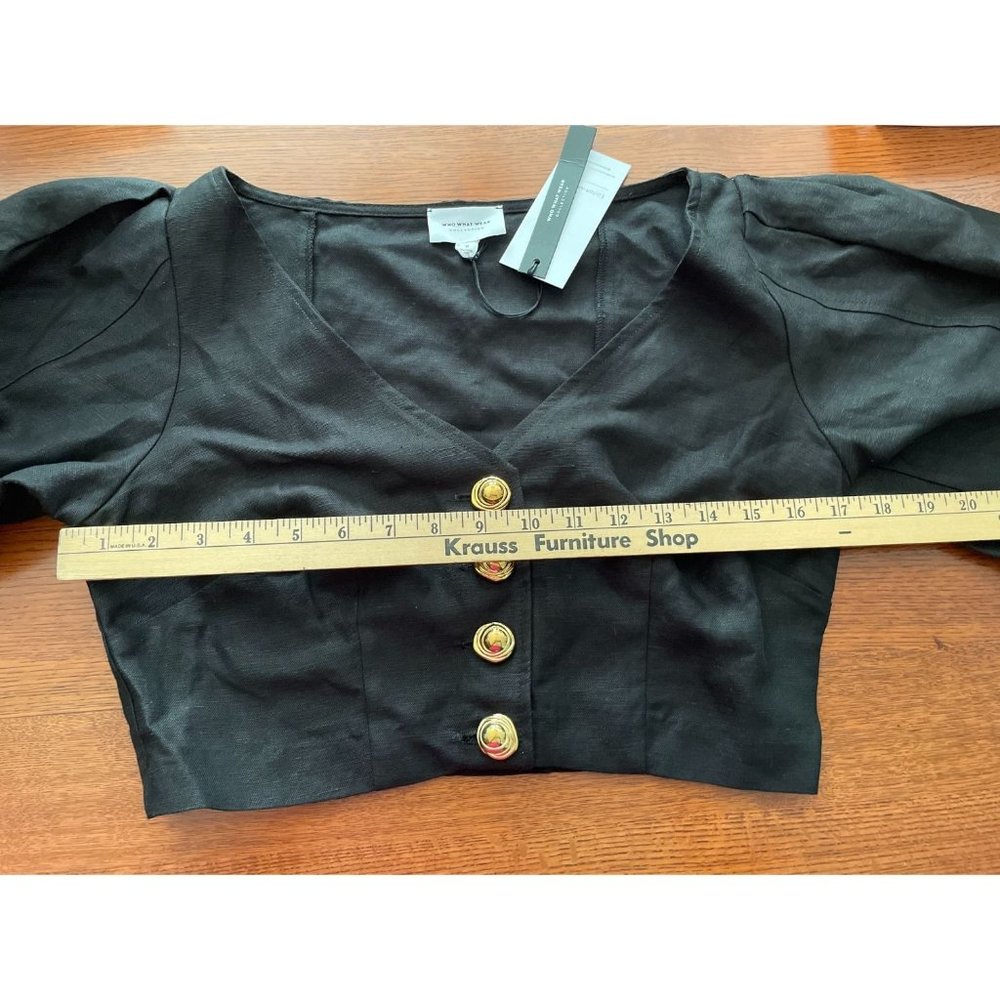 Who What Wear Brynn Washed Canvas Top With Statement Buttons - Picture 5 of 5